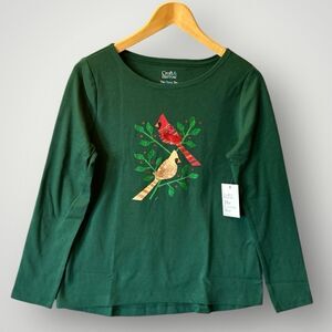 🎉5 for $40 🎉NWT Croft & Barrow Top Shirt Long Sleeve Christmas Women Size S